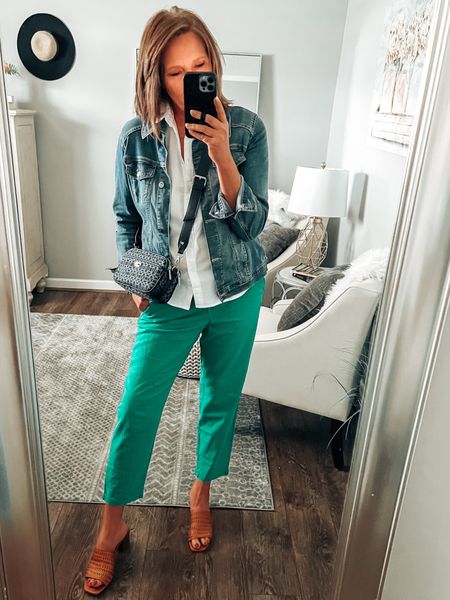 Grab these drawstring pants while they are on sale from J.Crew Factory! Styled with button down sleeveless shirt, denim jacket and Time and Tru sandals and crossbody 

Spring outfit, sale, business casual, workwear, casual workwear, weekend outfit, pants, Walmart fashion, fashion over 40

#LTKworkwear #LTKunder50 #LTKsalealert