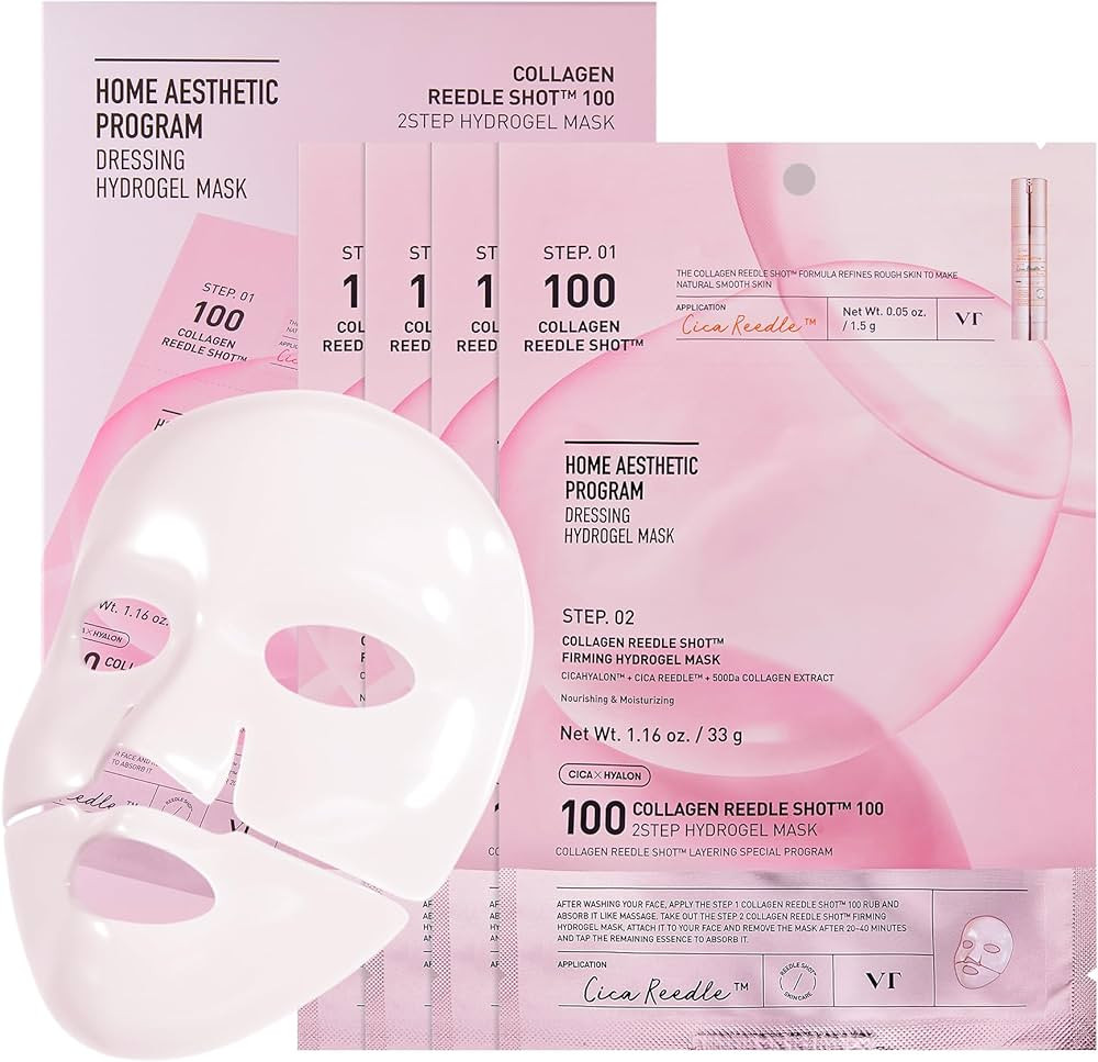 VT COSMETICS Collagen Reedle Shot 100 2-Step Hydrogel Mask (34.5g x 4ea), Firming & Elasticity Ca... | Amazon (US)
