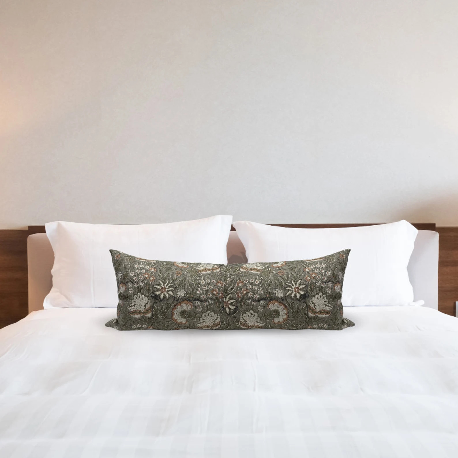 Large Lumbar Pillow Cover Heirloom Floral Block Print - Etsy | Etsy (US)