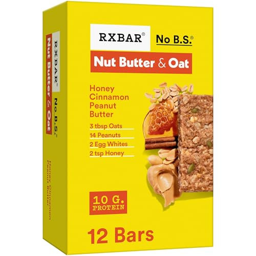 RXBAR Nut Butter and Oat Protein Bars, Protein Snacks, Snack Bars, Honey Cinnamon Peanut Butter, 23.2oz Box (12 Count) | Amazon (US)