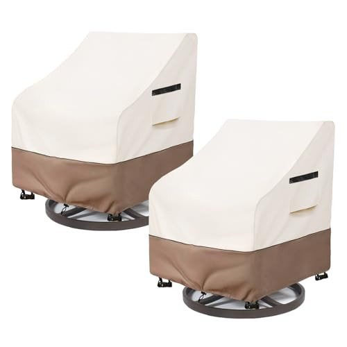 SoloToo Patio Chair Covers Waterproof Heavy Duty Patio Furniture Covers, 33W x 35D x 36H Inches Swivel Outdoor Chair Cover 2 Pack (Beige) | Amazon (US)