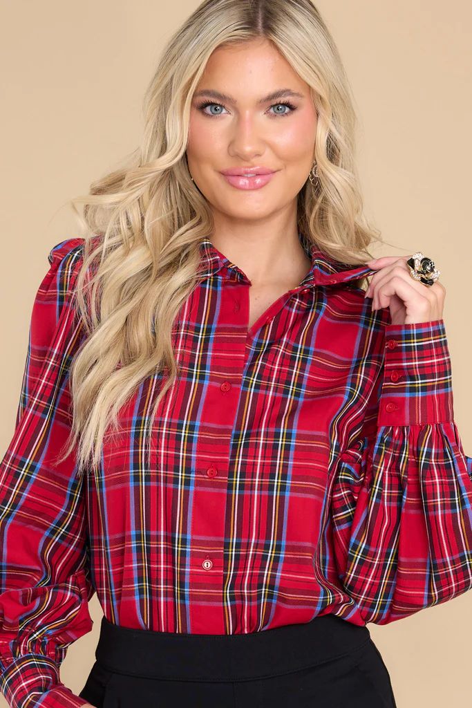 Slow Journey Red Multi Plaid Top | Red Dress 