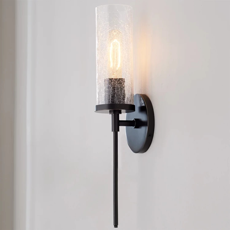 Pencil Arm and Crackle Glass Sconce | Shades of Light
