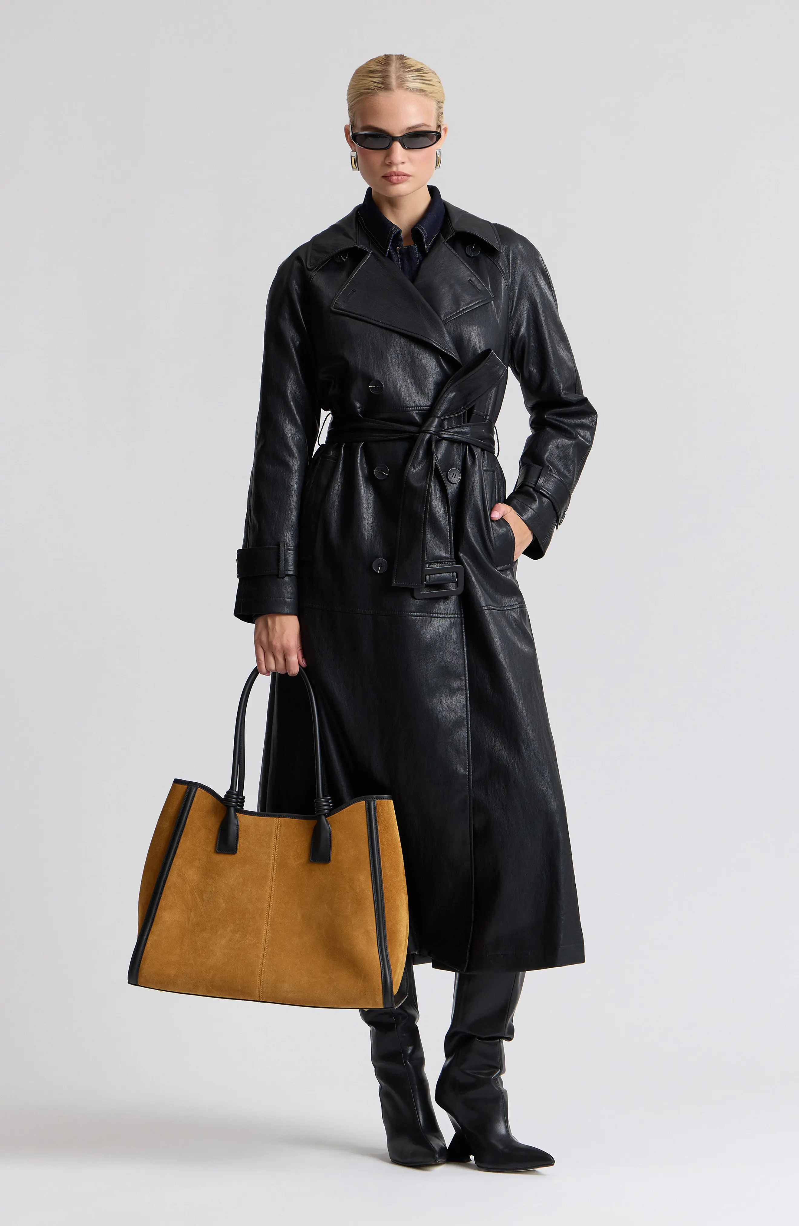 Avec Les Filles Oversize Raglan Faux Leather Trench Coat (Women) | Nordstrom | Nordstrom