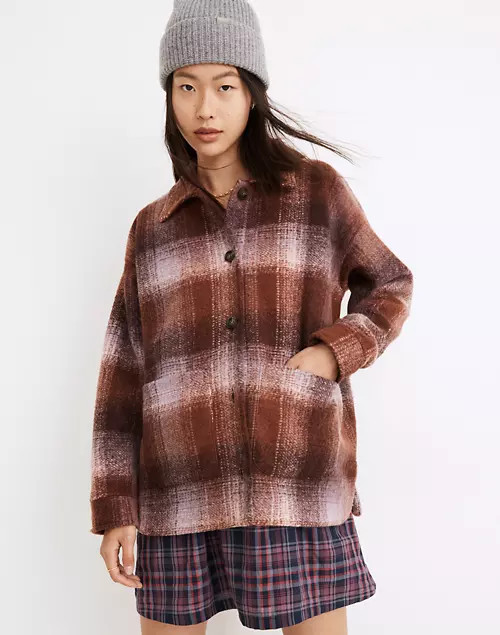 Brushed Plaid Knit Shirt Jacket | Madewell
