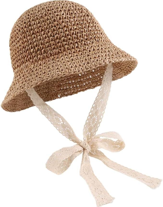 Toddler Straw Hat with Bow - Soft Foldable Baby Sun Hat for Girls, UPF 50+ Breathable Cap for Sum... | Amazon (US)