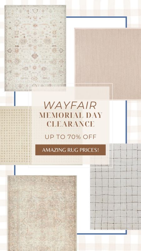 Here are a few of my favorite rugs that are included in the Wayfair Memorial Day Clearance! It is the perfect time to buy the home items you’ve been looking for to upgrade your favorite space with up to 70% off and fast shipping!

#homedecor #memorialdaysale #homefinds #rugs #homefavorites #den #bedroom #livingroom #neutralrugs #interiors #interiordesign #patternedrugs #indooroutdoor #homeupgrade #interiorrefresh 

#LTKStyleTip #LTKHome #LTKSaleAlert