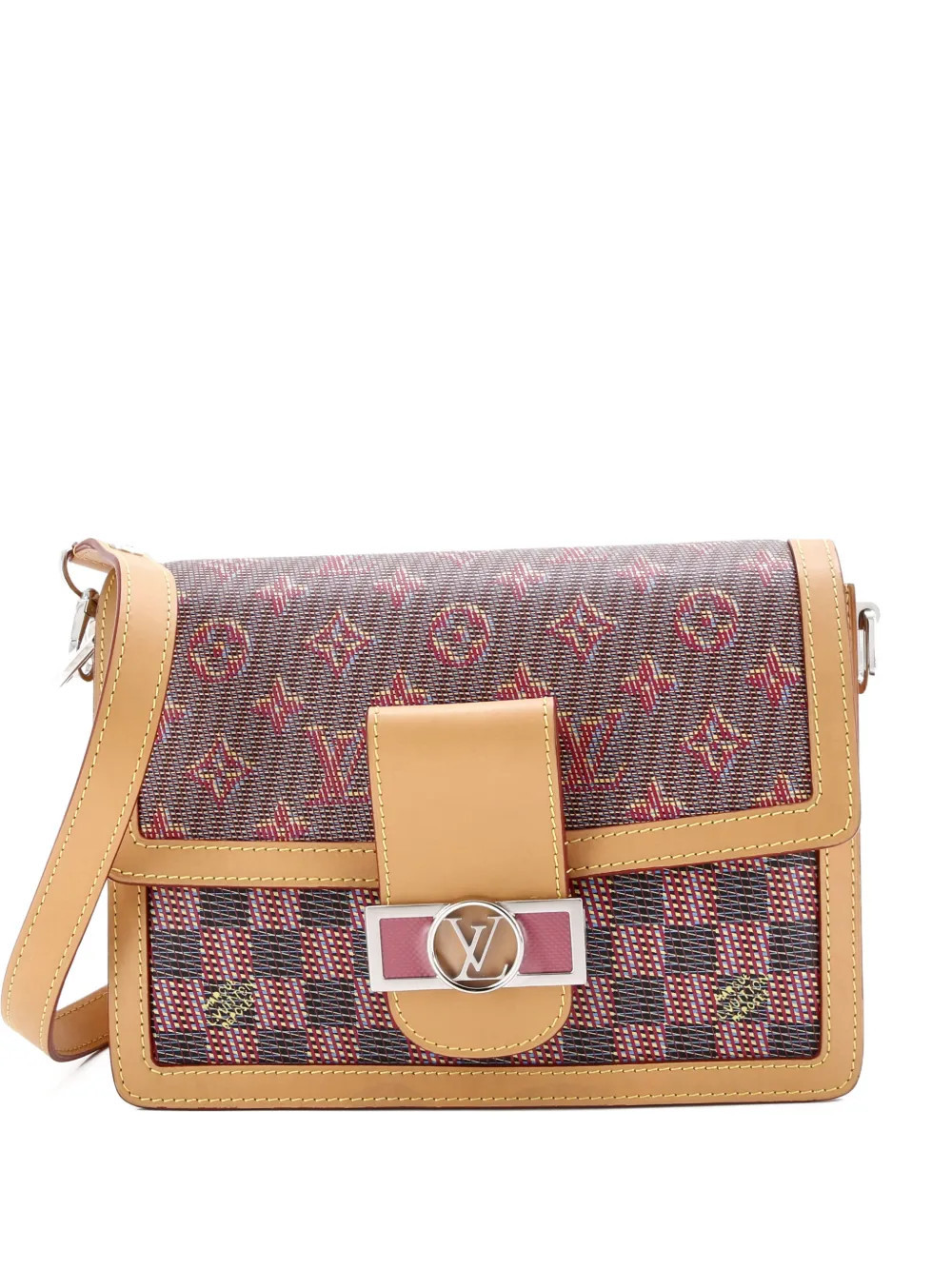 Louis Vuitton Pre-Owned Dauphine Damier Monogram LV Pop Canvas MM shoulder bag - Red | Farfetch Global
