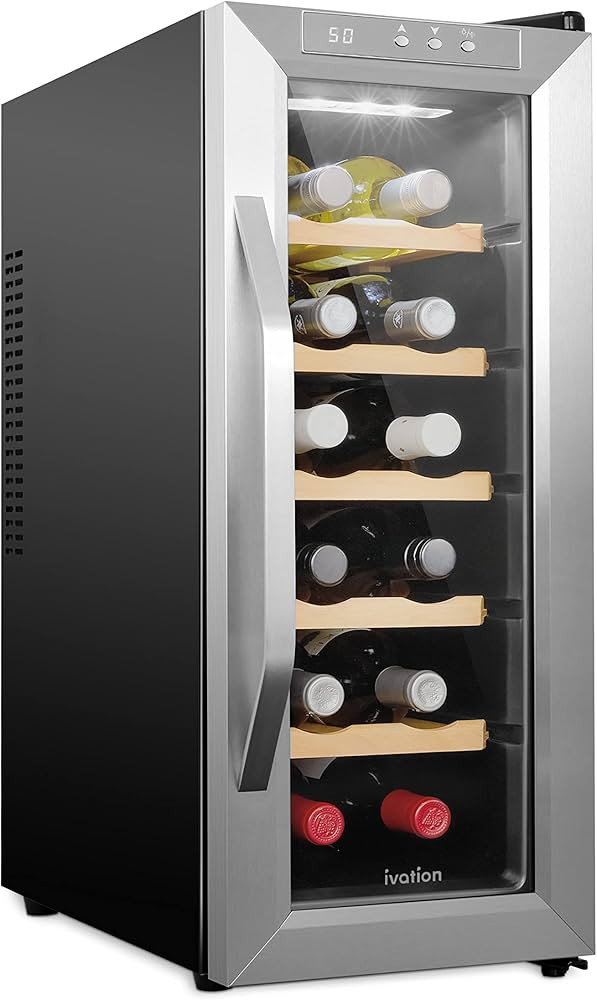 Ivation 12 Bottle Thermoelectric Wine Cooler/Chiller - Stainless Steel - Counter Top Red & White ... | Amazon (US)