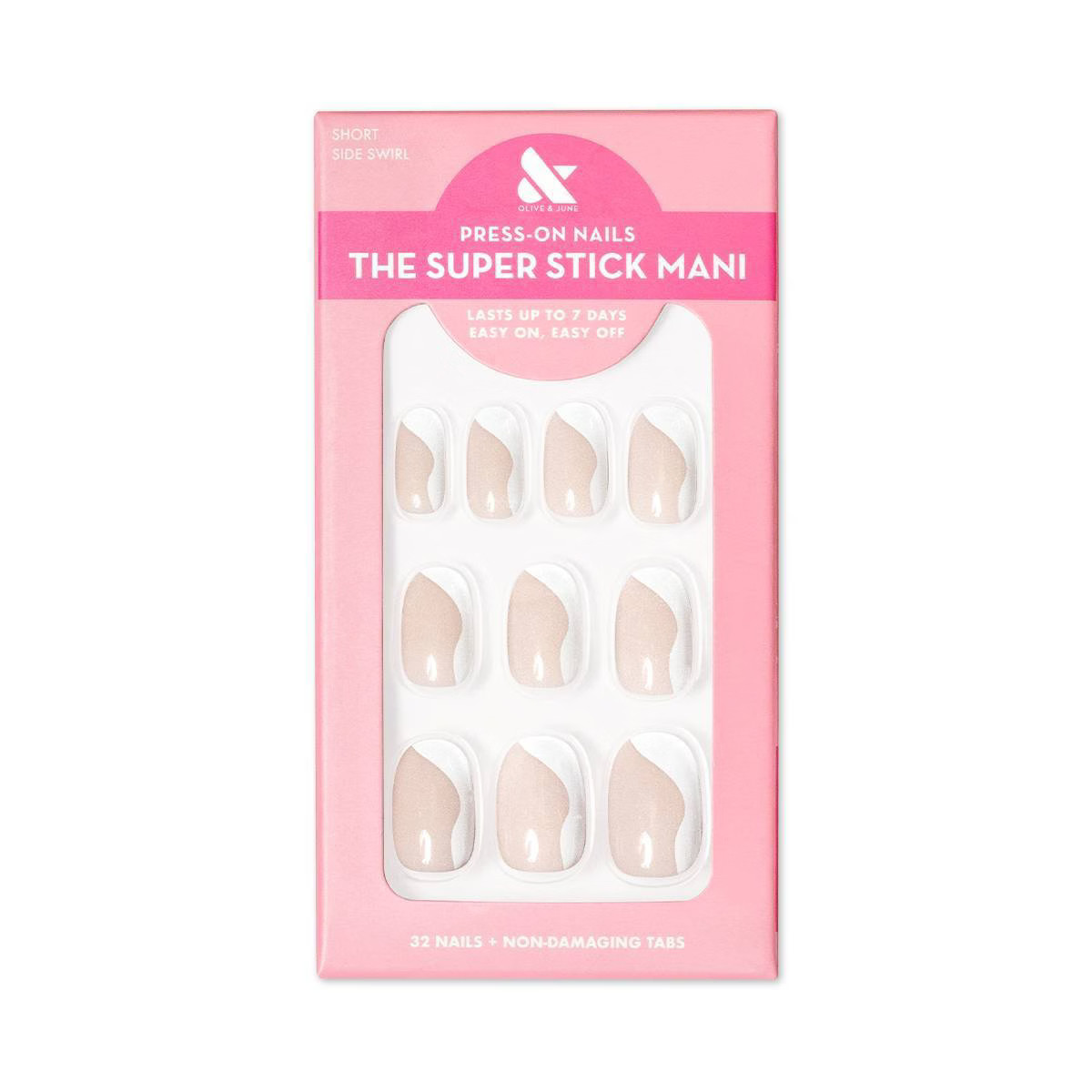 Olive & June Fake Nails Press On Nail Tabs - S Round - Side Swirl - 32ct | Target