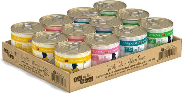 WERUVA Cats in the Kitchen Cuties Variety Pack Grain-Free Canned Cat Food, 10-oz, case of 12 - Ch... | Chewy.com