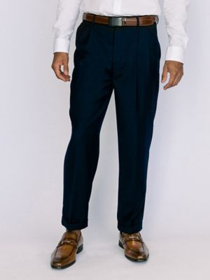 Mazari Men's Modern Fit Pleated Dress Pant, Navy Blue 34 30 | Blair