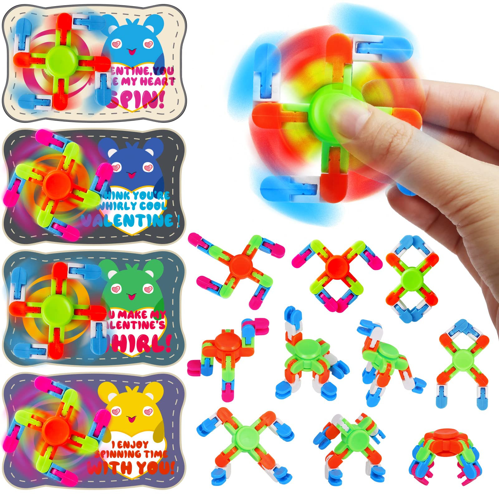 DG-Direct 28 Packs Valentine's Day Cards with fidget spinner Toys, Kids Valentine Party Favor, Va... | Amazon (US)