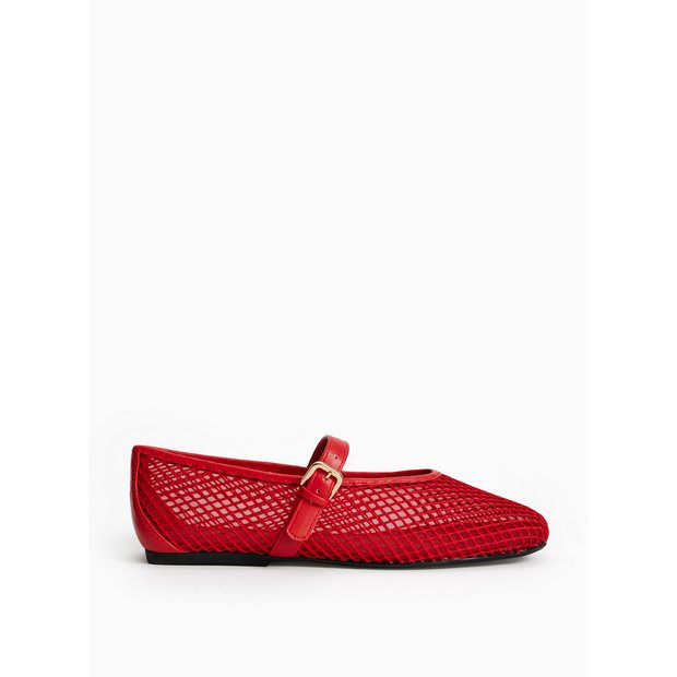 Red Mesh Ballerina Shoes 5 | Tu Clothing