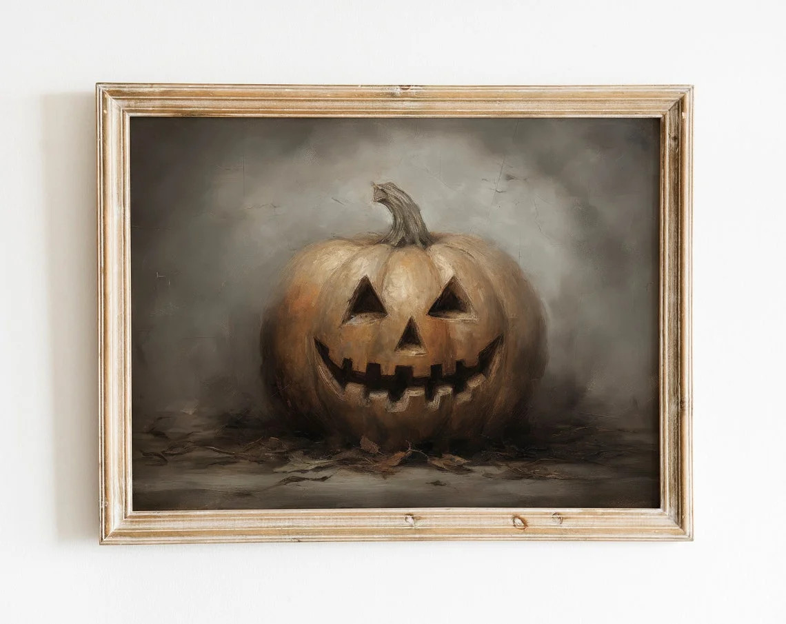 Spooky Jack O' Lantern, Muted Vintage, Pumpkin Wall Art, Autumn Fall Wall Art, Wall Art Wall Art,... | Walmart (US)