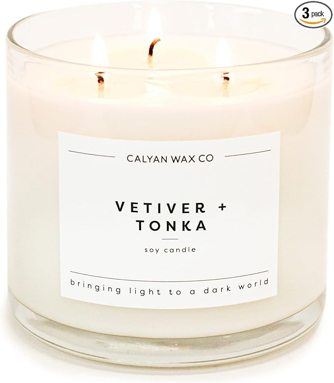 Calyan Wax Soy Wax Candle, Vetiver & Tonka, 3 Wick Scented Candle for The Home | Premium Candle w... | Amazon (US)