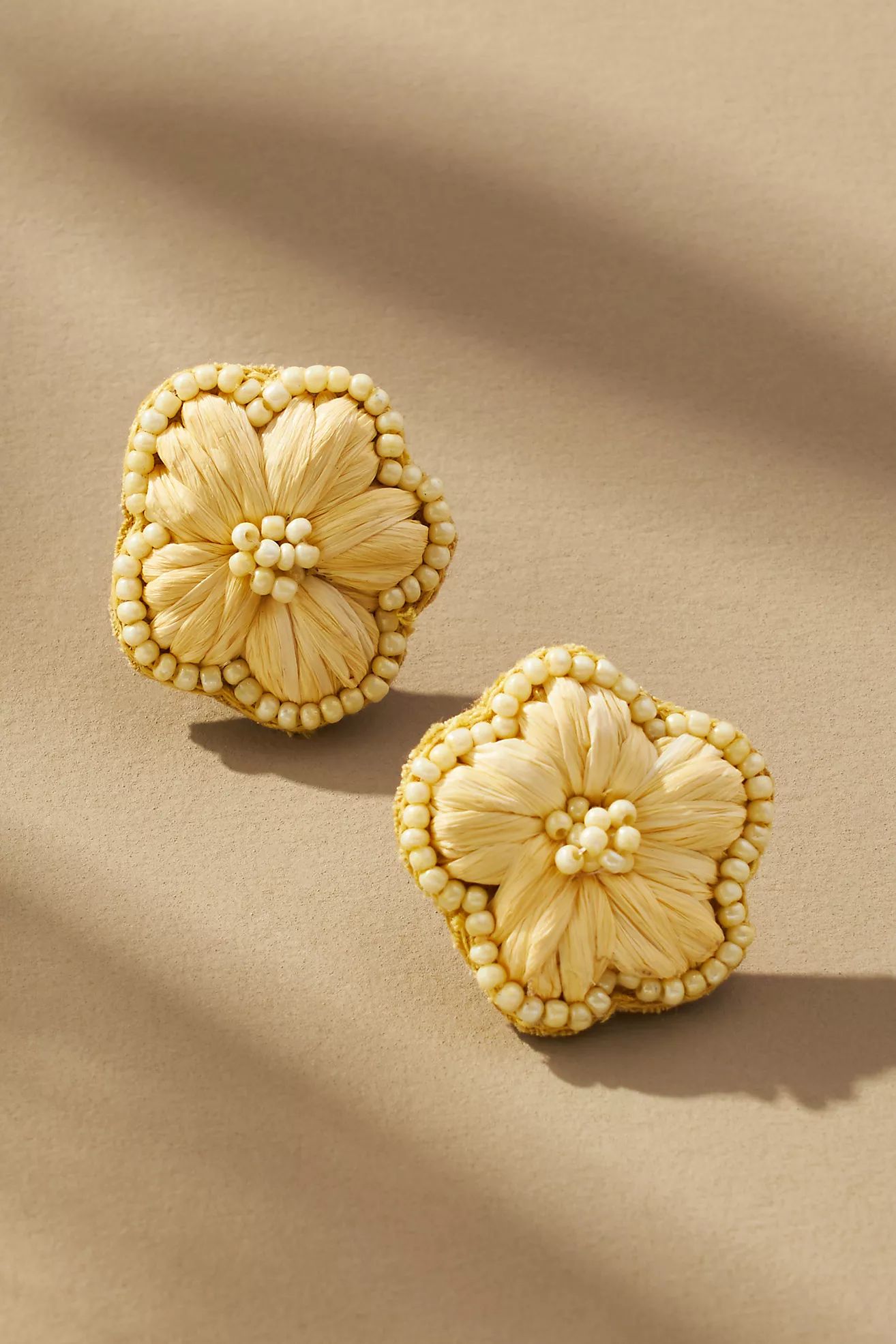 Raffia Flower Post Earrings | Anthropologie (US)