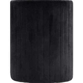 Seager Black Velvet Round Arm Chair with Ottoman | The Home Depot