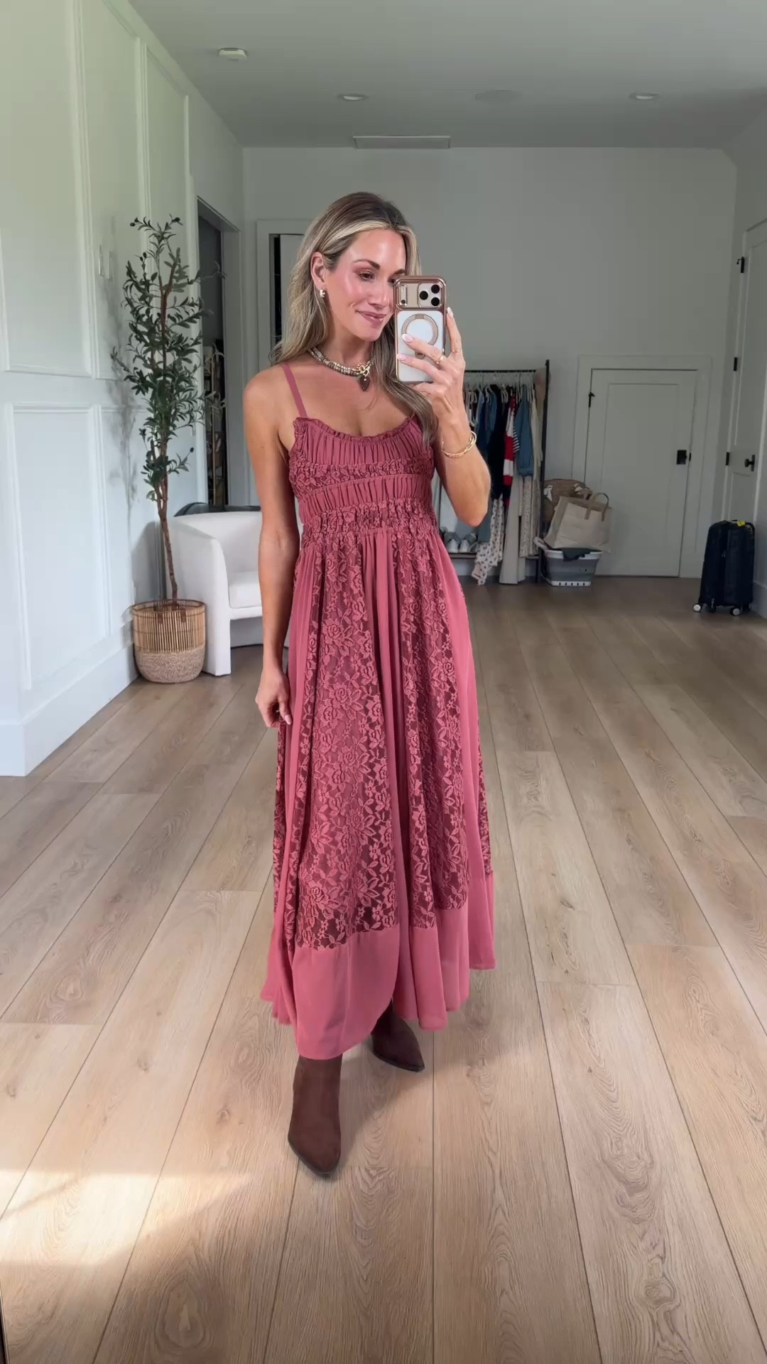 this dress is gorgeous and a new fav😍 it would be perfect for family photos! // i’m 5’3 wearing a size small! boots run tts

#LTKootd #LTKPetite #LTKSeasonal