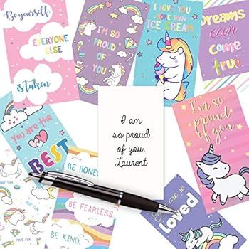 Lunch Box Notes for Kids 60 Pack Unicorn Themed- Motivational Inspirational Cards 30 Unique Desig... | Amazon (US)