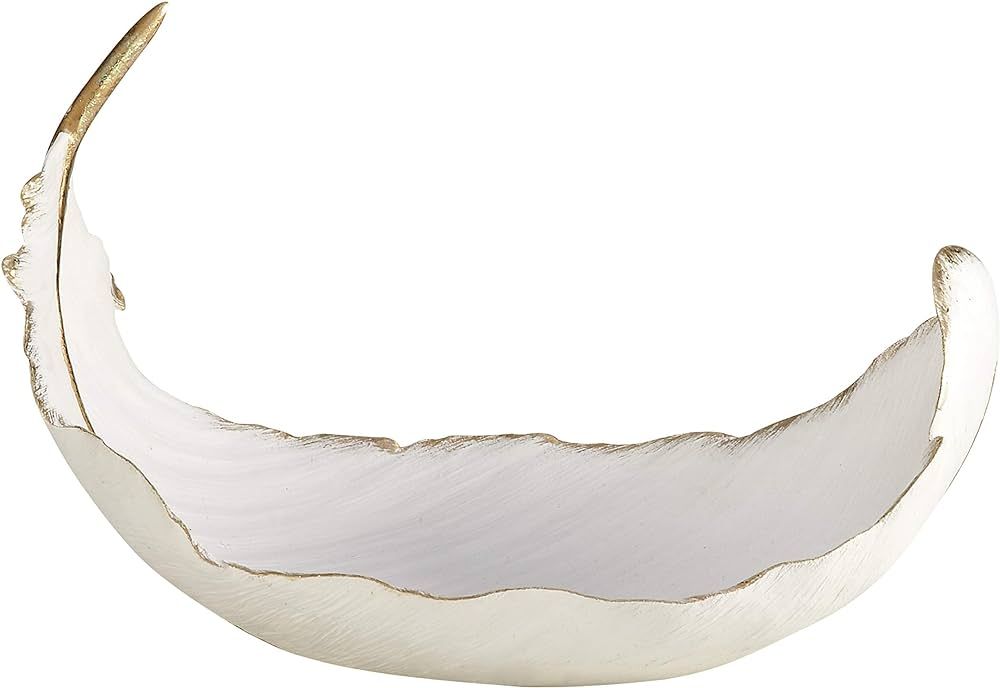 CosmoLiving by Cosmopolitan Polystone Bird Curved Feather Decorative Bowl with Distressed Gold Ac... | Amazon (US)