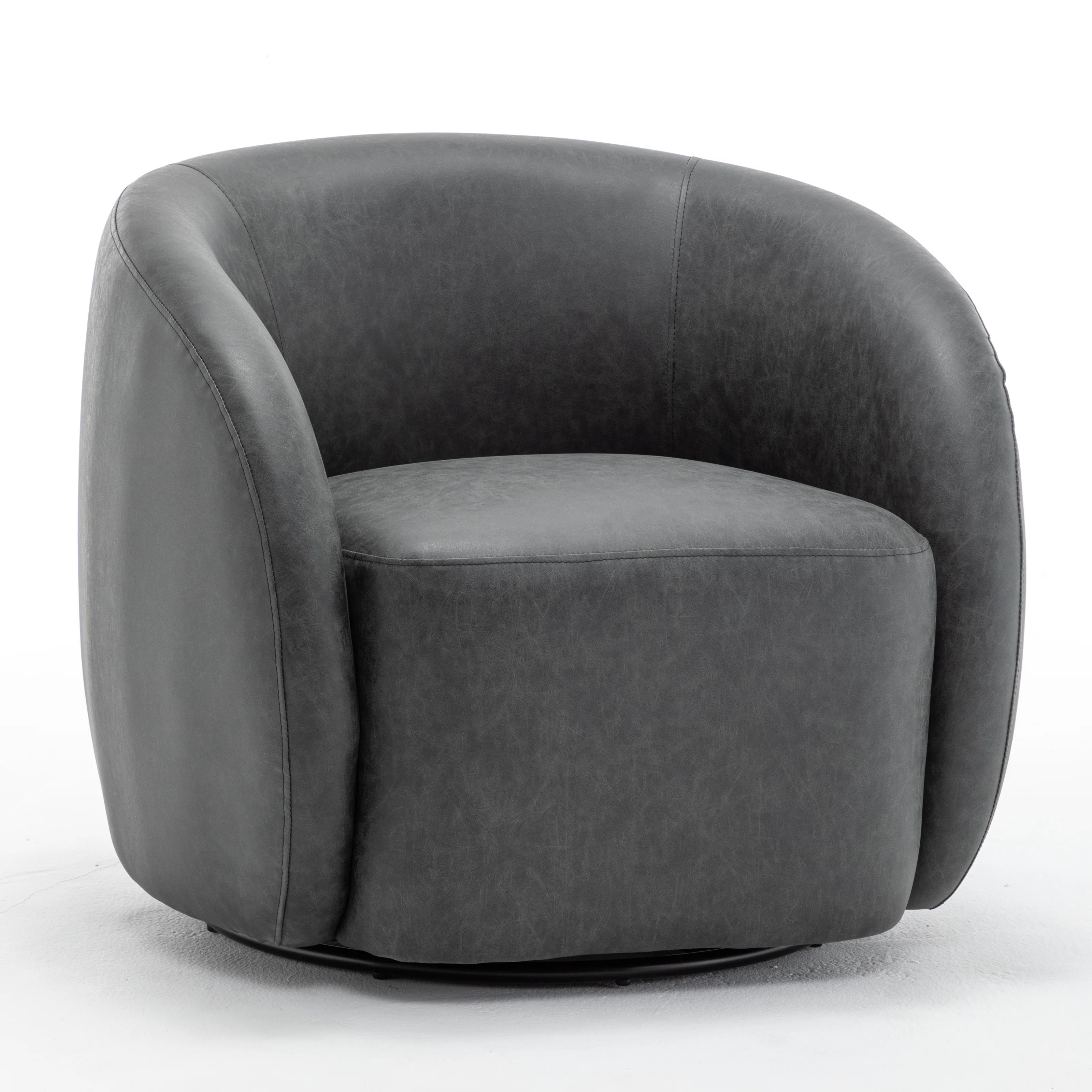 Katherline Hall Faux Leather Swivel Barrel Chair | Wayfair North America