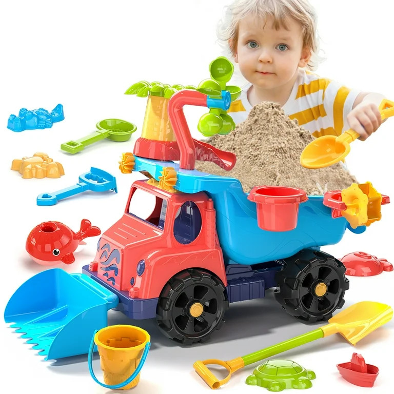 Dinosaur Planet Sand Beach Toys, Kids Beach Truck Toys with Bucket and Sea Animal Moulds, Summer ... | Walmart (US)