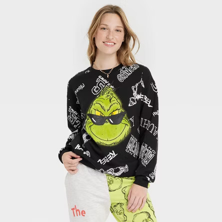 Women's The Grinch Sunglasses Graphic Sweatshirt - Black | Target