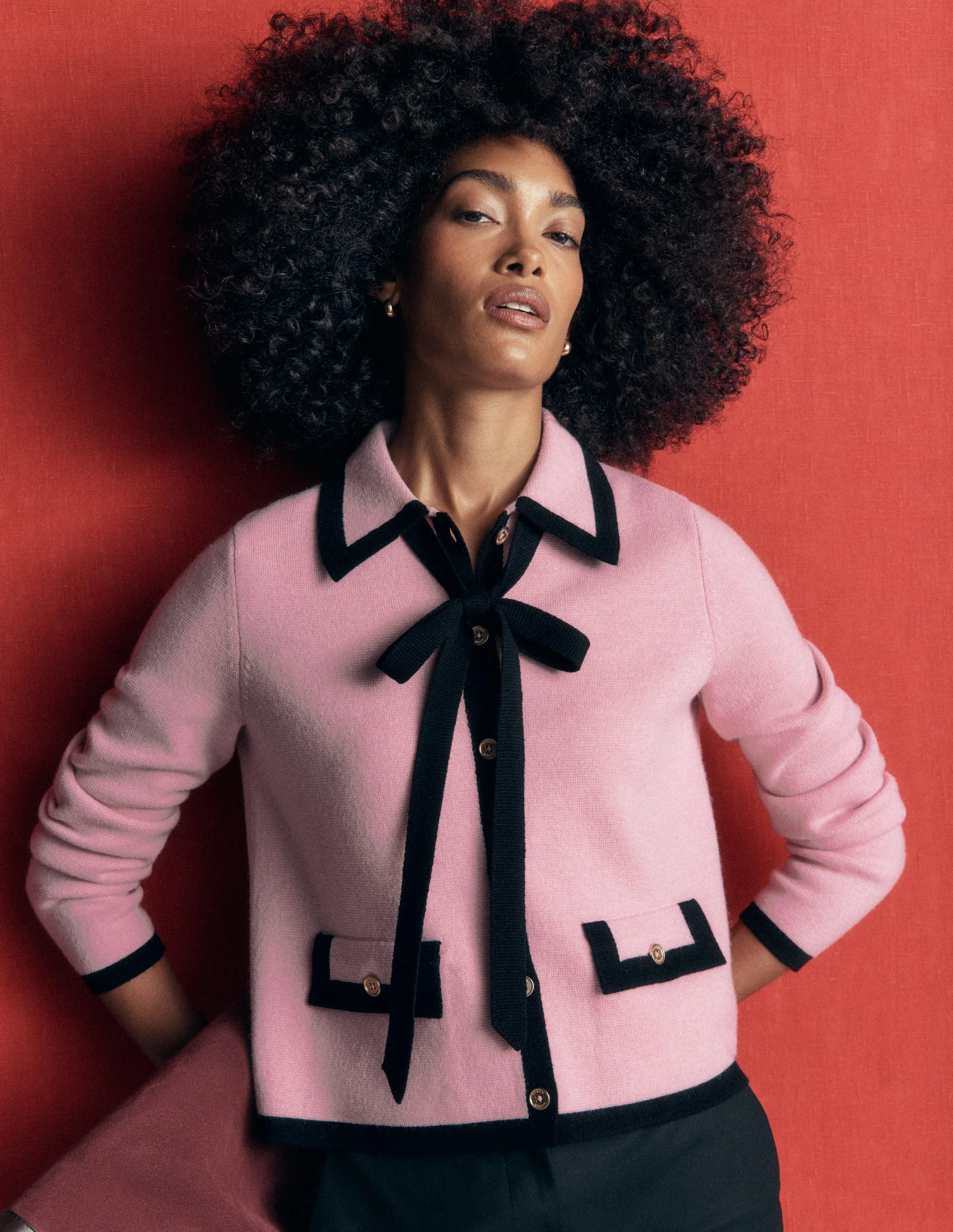 Boden Women's Elizabeth Bow Knitted Jacket in Pink | Size 14 | Boden (US)