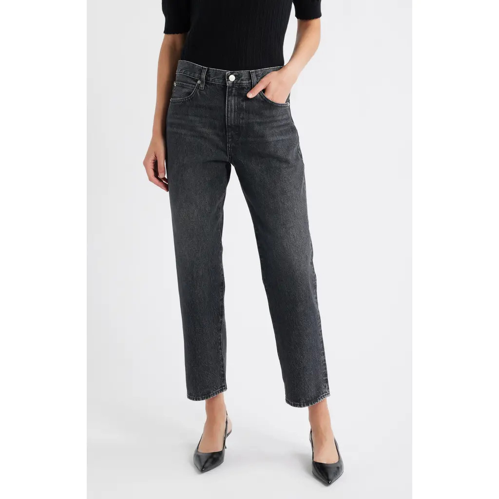FRAME The Hang High Waist Ankle Straight Leg Jeans in Fractal at Nordstrom, Size 29 | Nordstrom
