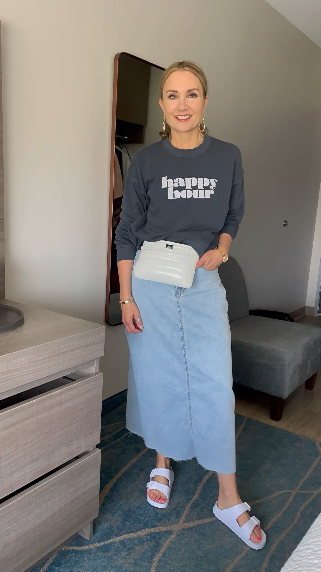 DENIM SKIRT 2 WAYS✌🏼🩵 Hard to get more versatile than this—as casual or dressy as you please, and  a raw hem for whatever length you see fit!
•
I love the denim skirt I bought earlier this spring, but this one is actually more comfortable—it has a slight a-line for easier walking and the denim is stretchy & lightweight. Love the $35 price tag too!👏🏼 My gold crochet tank is from @zara but I’ve linked the rest on the @shop.ltk app! p.s. if you watched my stories last weekend, this is  my emergency drugstore makeup face!🙌🏼💄
Amazon finds, old navy, kohls, loft, budget friendly, summer style, spring outfit, casual dress

#LTKunder50 #LTKFind #LTKstyletip