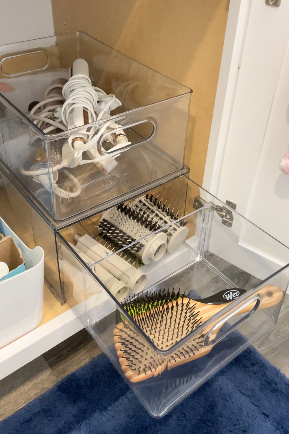 Bathroom organization / organized hair tools / Shark Flex style / Kristen Ess hair tools / the Home Edit / The Container Store / bathroom under the sink

#LTKHome