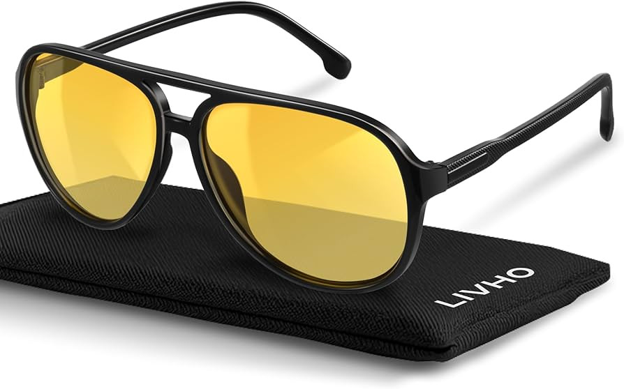 livho Stealth-Wealth Polarized Oval Aviator Sunglasses - UV400 Oversized Glossy Frames, Retro Des... | Amazon (US)