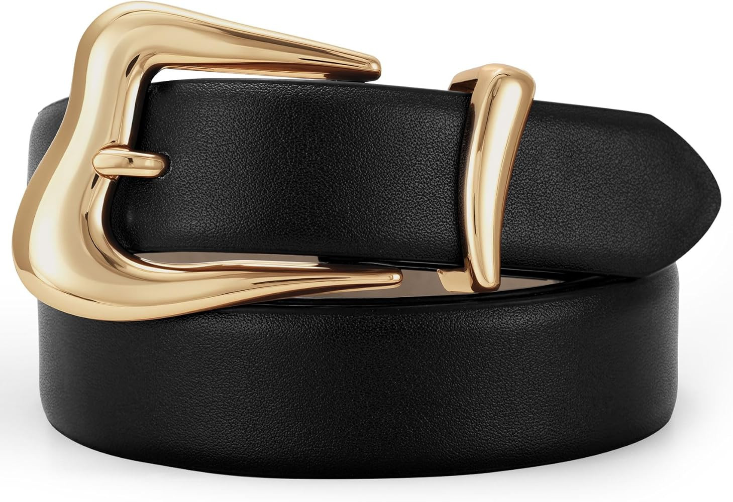 TRIWORKS Women Leather Belt with Gold Buckle Fashion Ladies Leather Waist Belt for Jeans Pants | Amazon (US)