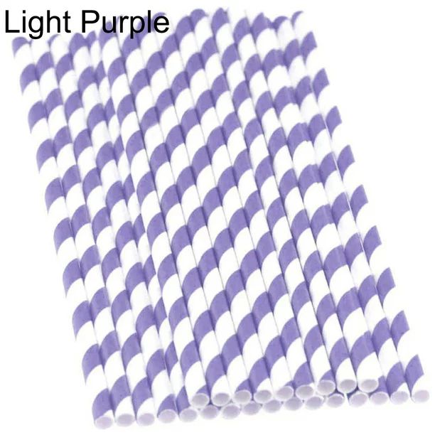 Yesbay 25 Pcs Biodegradable Food Grade Paper Striped Drinking Straws for Party Wedding,Light Purp... | Walmart (US)