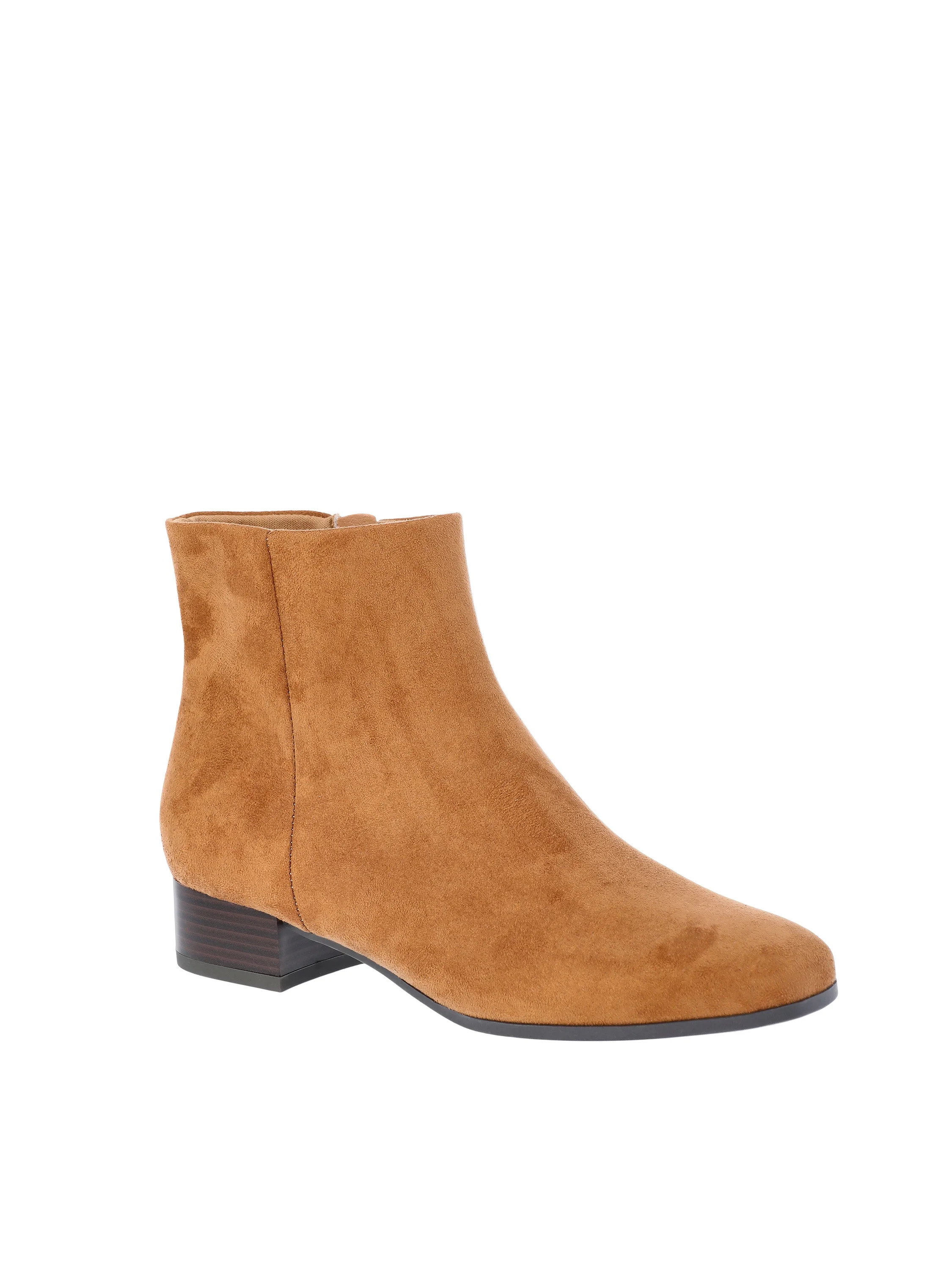 Time and Tru Women's Faux Suede Ankle Boots, Wide Width Available - Walmart.com | Walmart (US)