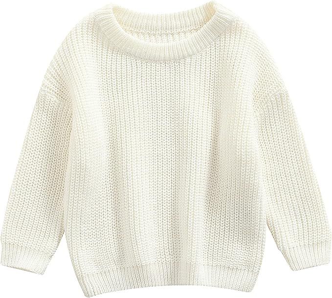 Toddler Baby Girl Boy Knit Sweater Jumpers Plain Crewneck Sweatshirt Warm Fall Winter Long Sleeve... | Amazon (US)