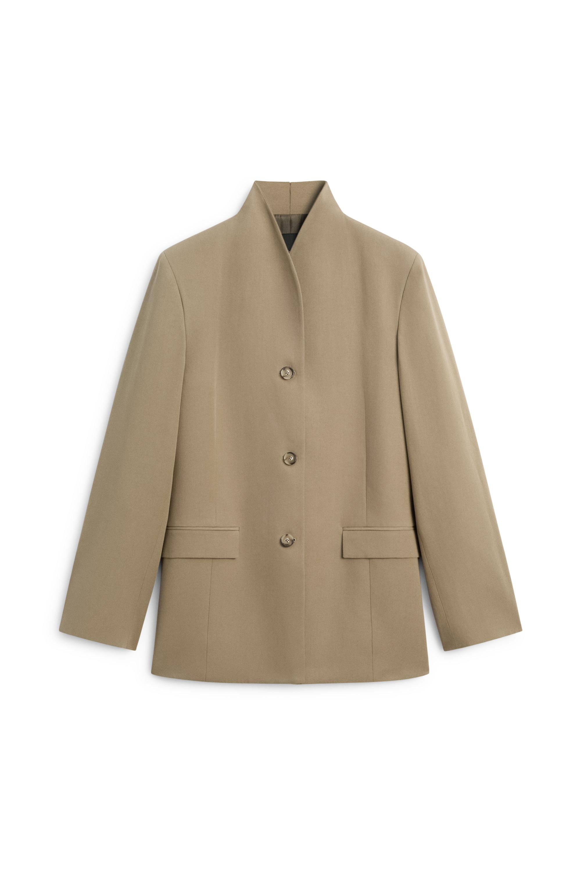Stand collar blazer - MOLE BROWN | Massimo Dutti UK