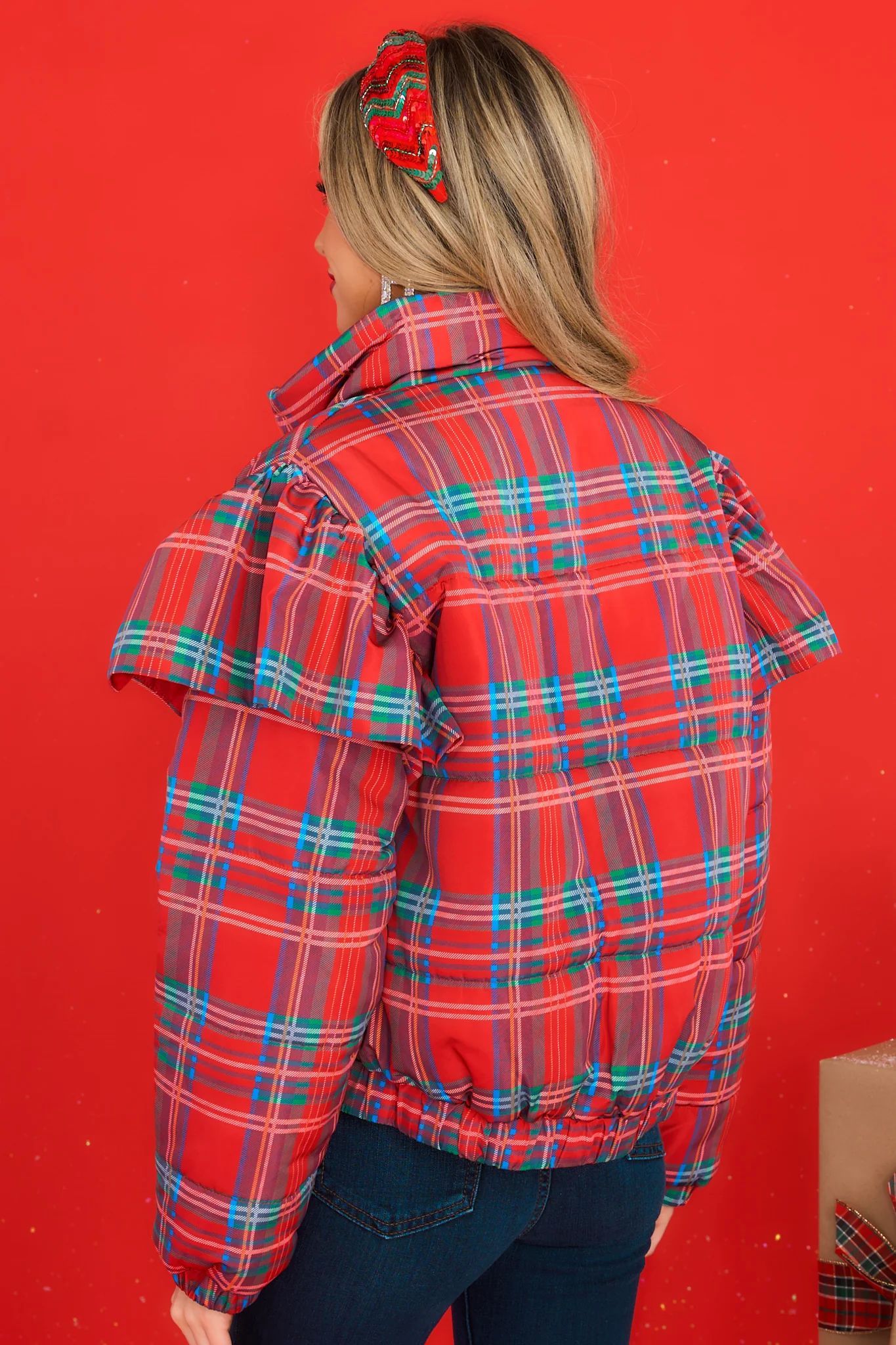 Totally Sleighed It Red Plaid Jacket | Red Dress 