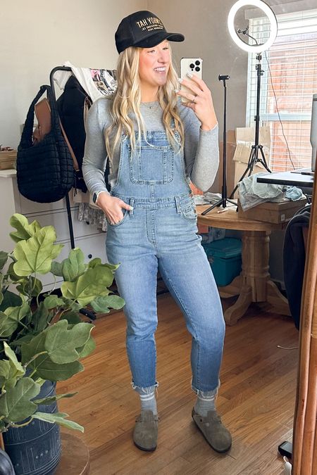 These affordable overalls are great to hang out in! 🫶🏼 They have amazing stretch and are so fun to style! I’m wearing a size 4 

#LTKstyletip #LTKfindsunder50 #LTKshoecrush