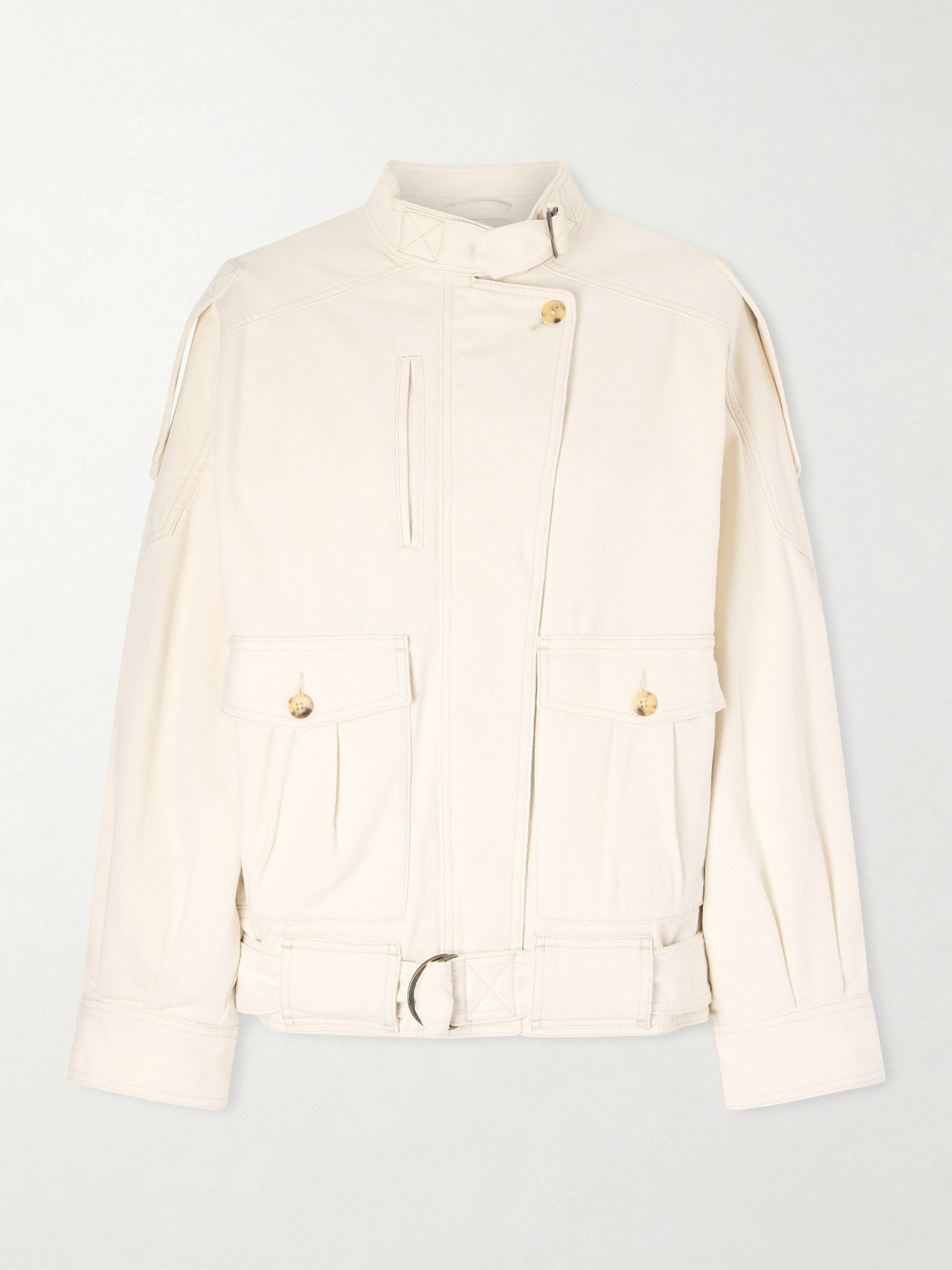 Isabel Marant - Isalya Belted Denim Jacket - Ecru | NET-A-PORTER (US)