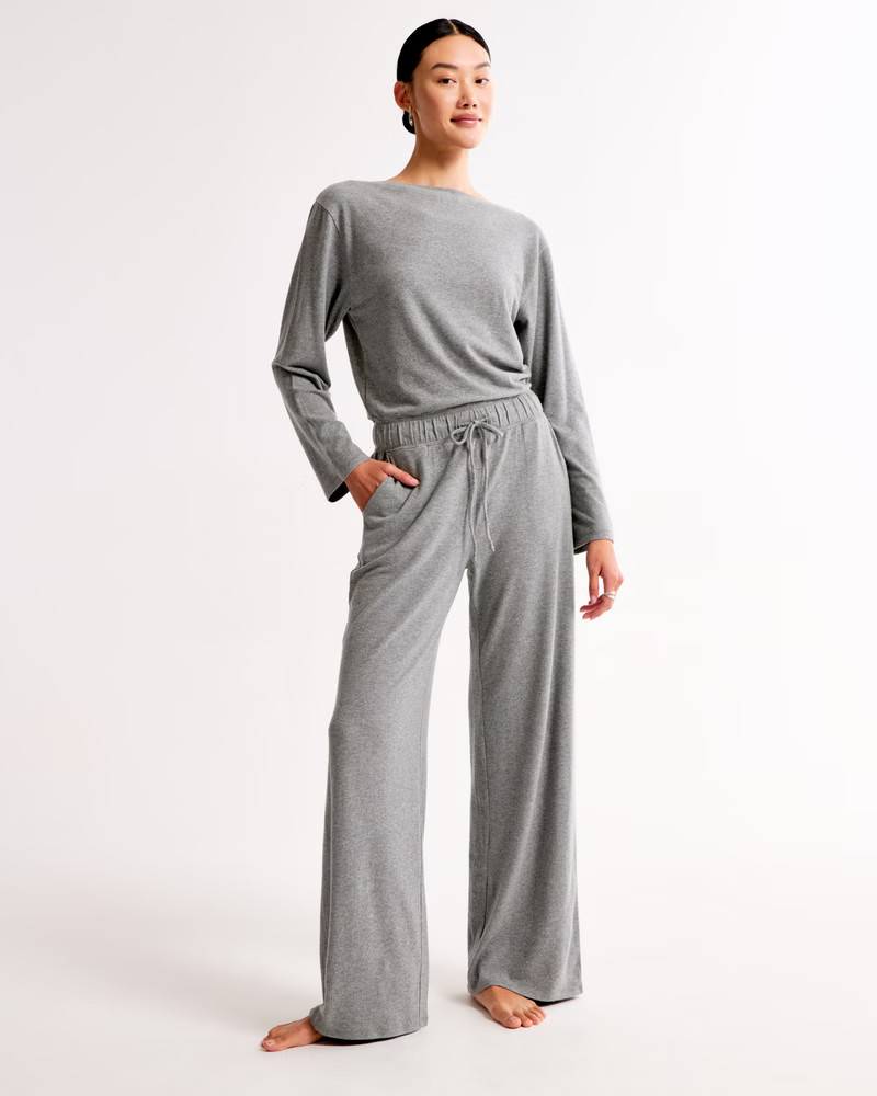 Women's Lounge Off-The-Shoulder Long-Sleeve Jumpsuit | Women's Dresses & Jumpsuits | Abercrombie.... | Abercrombie & Fitch (US)