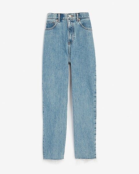 Super High Waisted Original Raw Hem Mom Jeans | Express