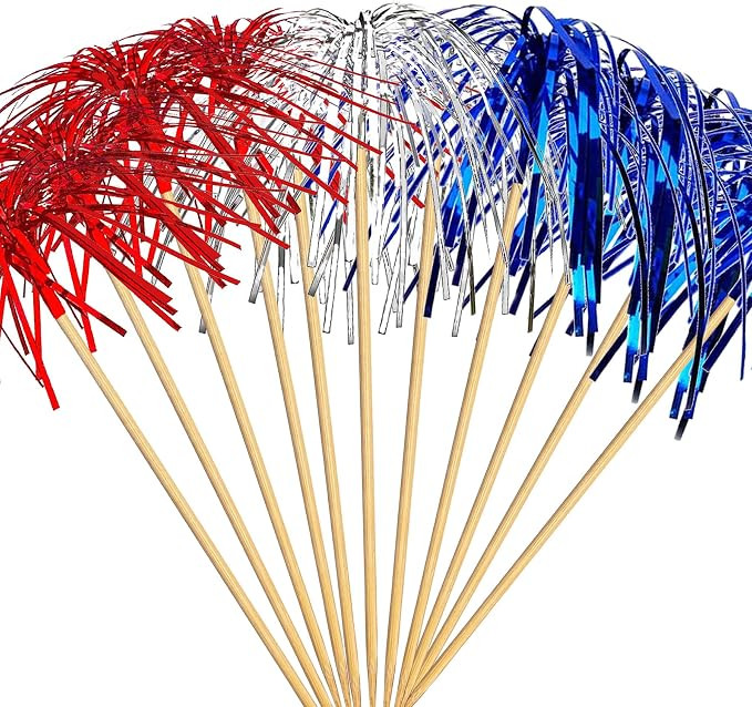 Cocktail Picks,100pcs Red Blue Silver Firework Toothpicks for Appetizer, 9 Inch Long decorative S... | Amazon (US)