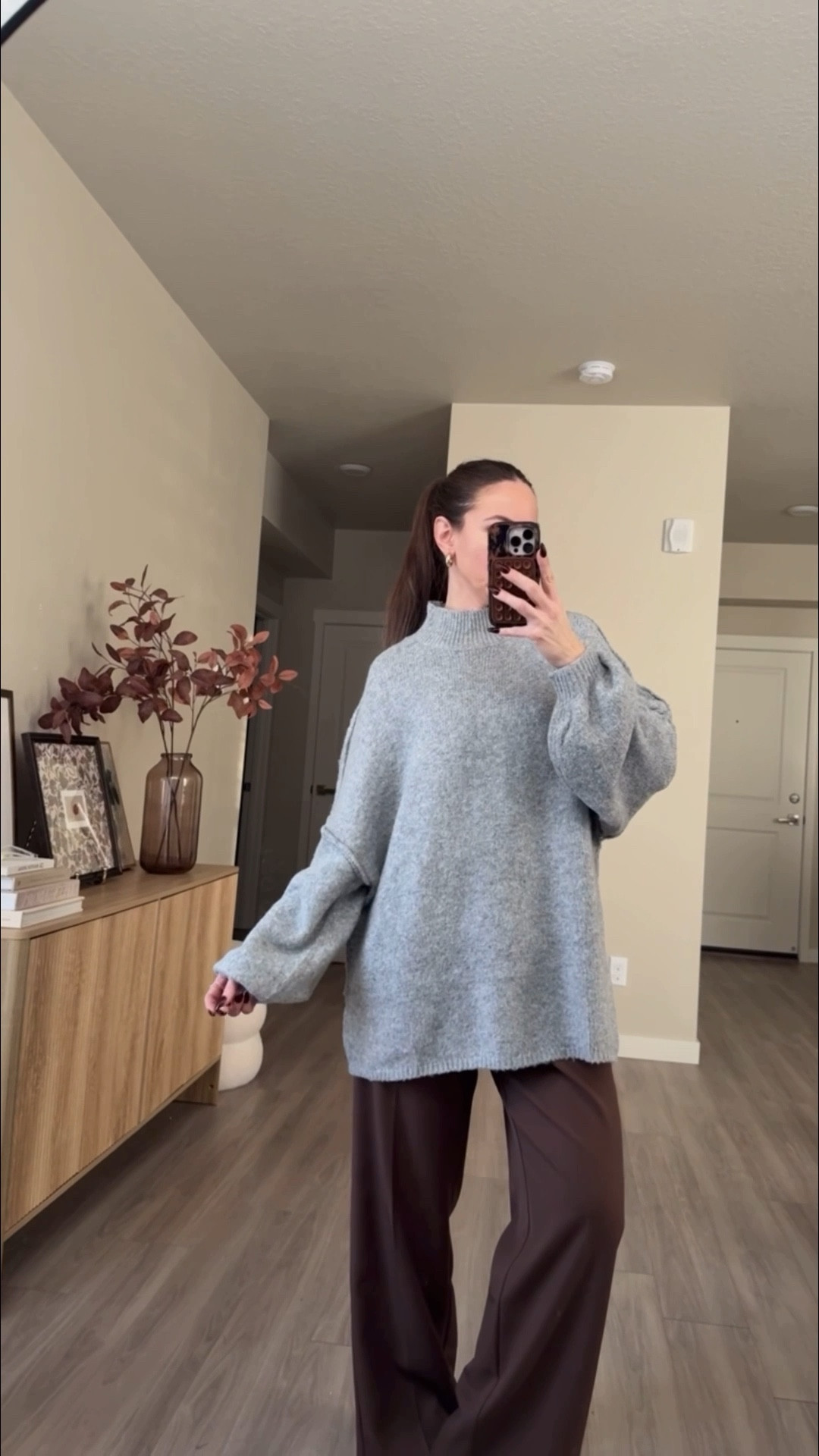 number one trending sweater on amazon right now!!

cozy sweater.  wearing medium.  no need to size up.  it's very oversized. 