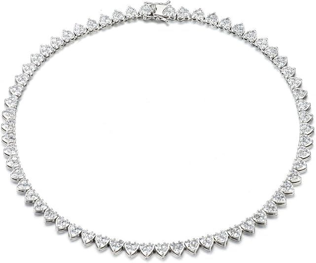 NYC Sterling Women's Cubic Zirconia Heart Tennis Necklace, 17" | Amazon (US)