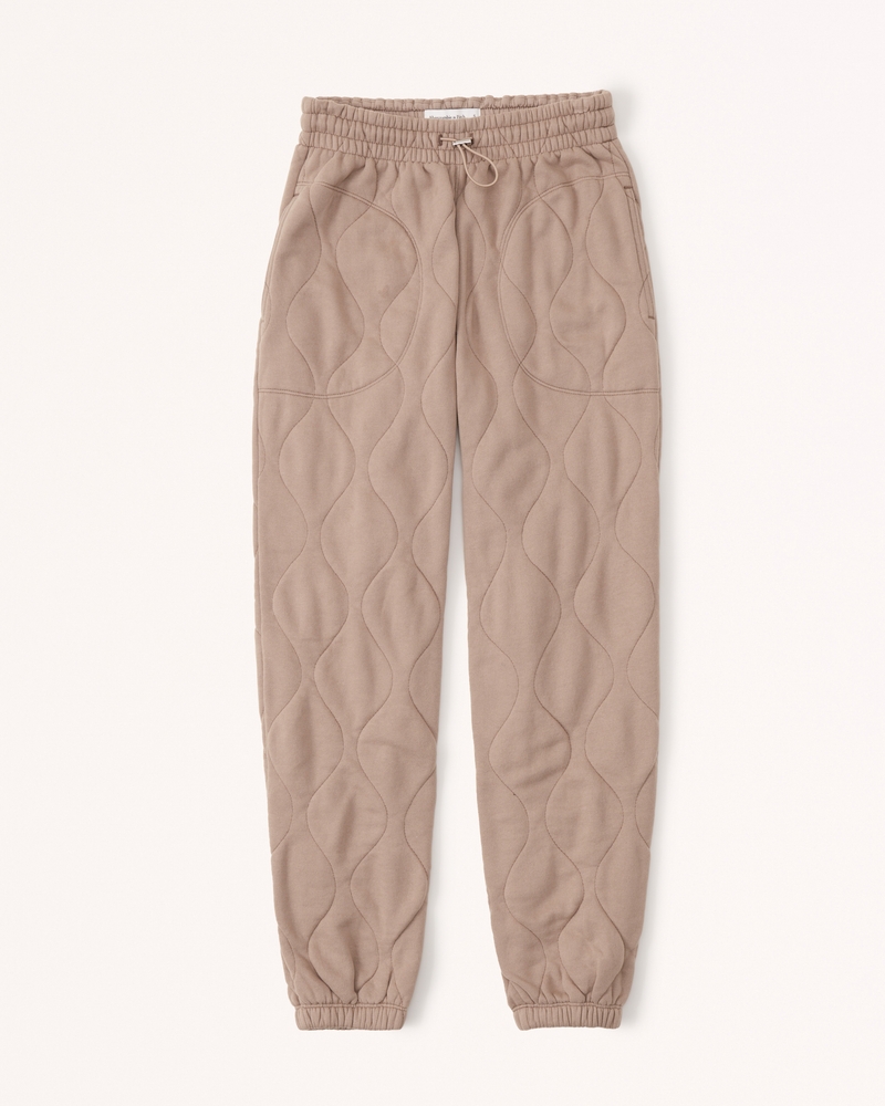 Abercrombie & Fitch Women's Quilted Sunday Sweatpants in Light Brown - Size S | Abercrombie & Fitch (US)