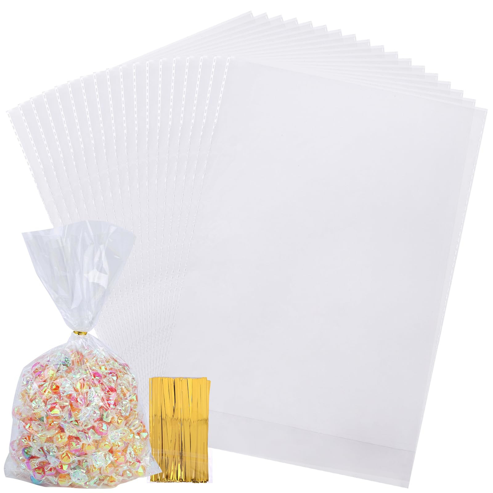 VGOODALL 100PCS Cellophane Bags, 8x11inch Cotton Candy Bags With Ties for Party Favors, Goodie, G... | Amazon (US)