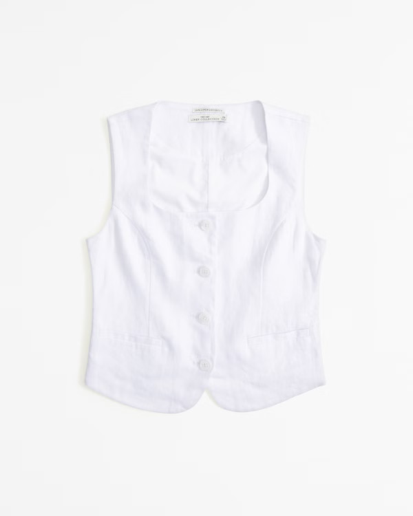 The A&F Mara Premium Linen Vest Set Top | Abercrombie & Fitch (US)