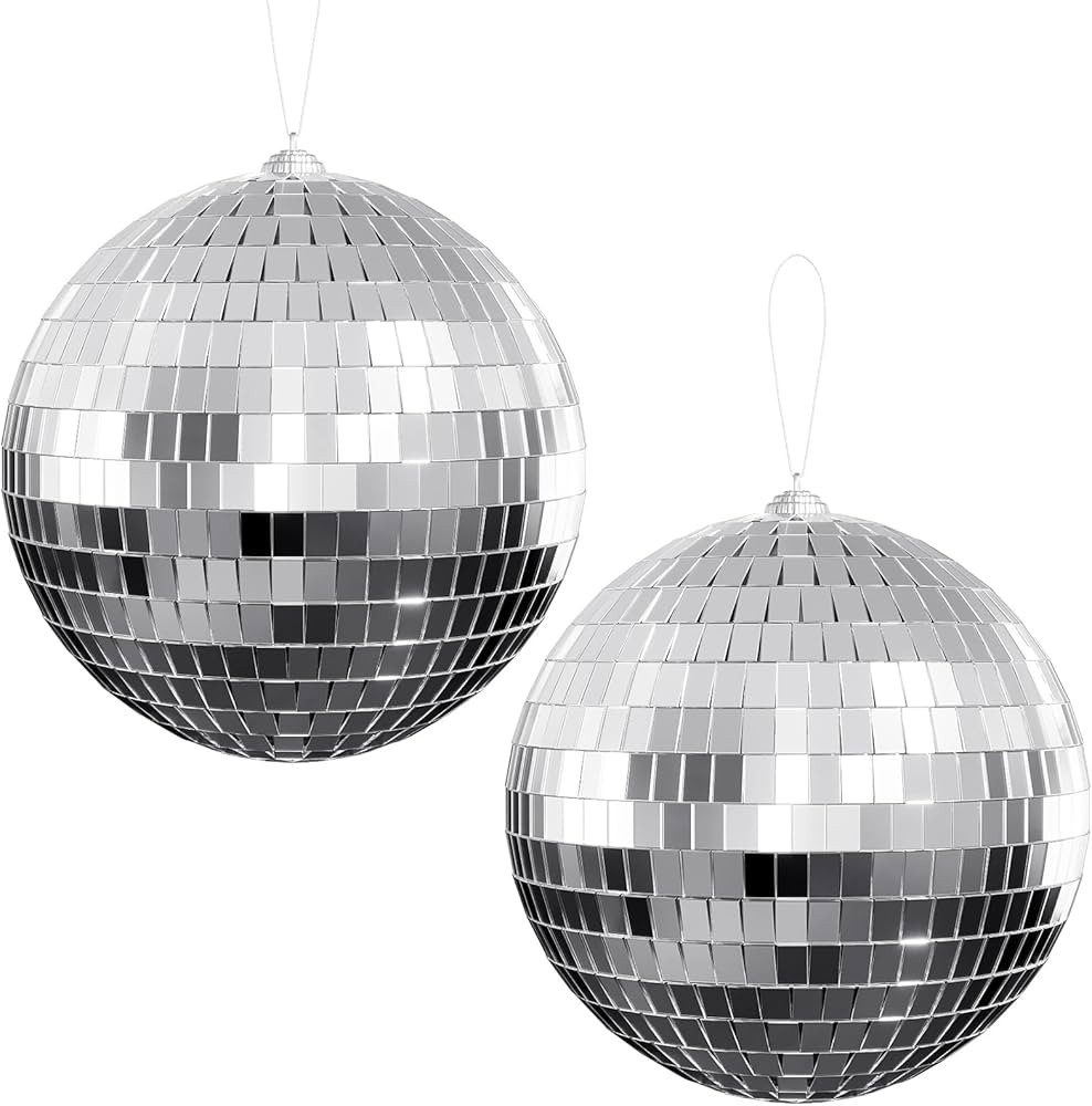 Disco Ball 4" Inch 2-Pack,Silver Hanging Ball with Attached String for Ring,Reflects Light,Fun Pa... | Amazon (CA)